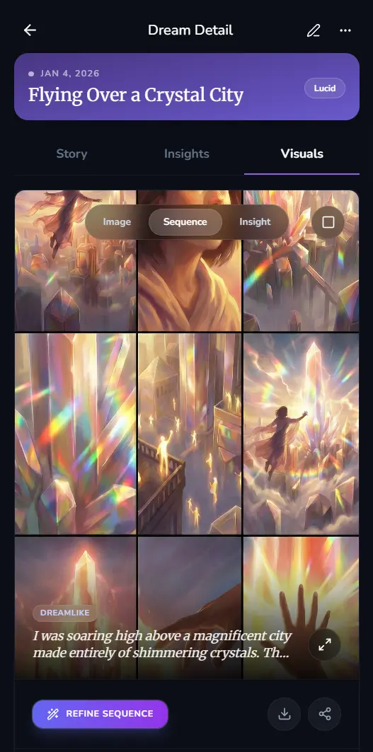 DreamStream App Step 02: See It Visualized - Your words become dreamscape images and comic sequences.